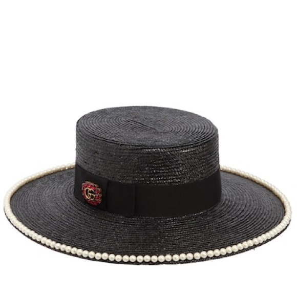 Gucci Notte Pearl Embellished Straw Hat - Picture 2 of 8